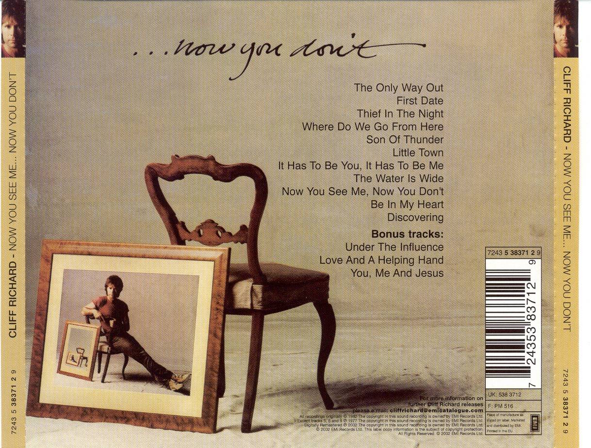 Cliff Richard Now You See Me, Now You Dont : Back